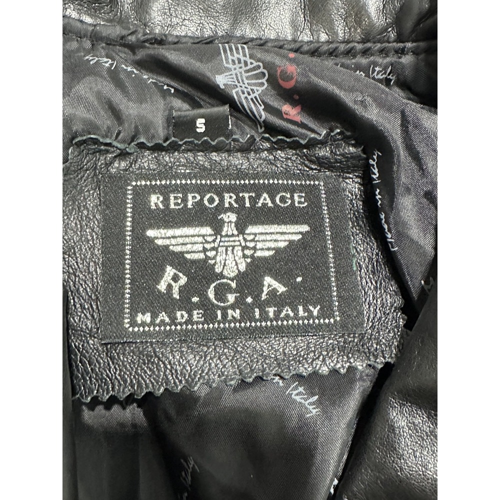 Reportage RGA Leather Jacket Men's Size Small Black Buttons See Flaws NWT - Picture 3 of 9